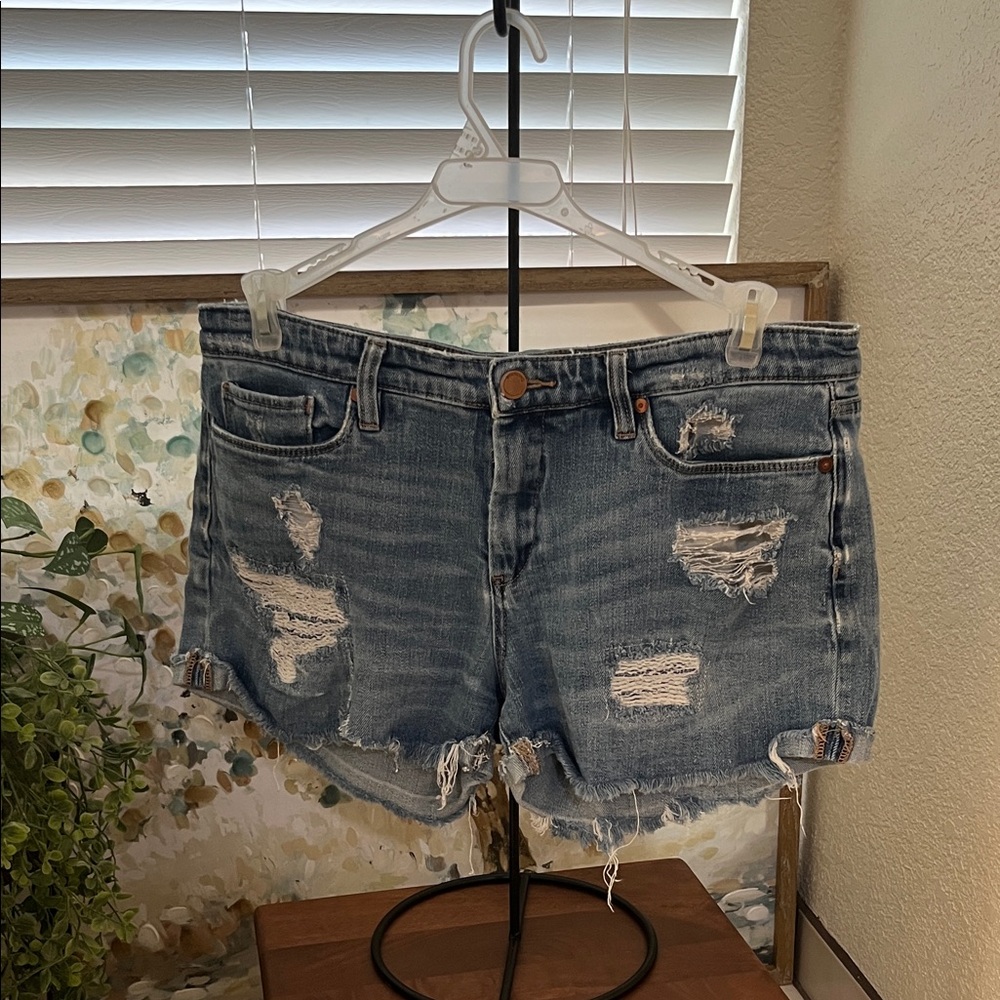 Blank NYC Blue Distressed Jean Shorts